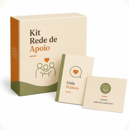 Caixa do Kit Rede de Apoio com guia prático e cartão
